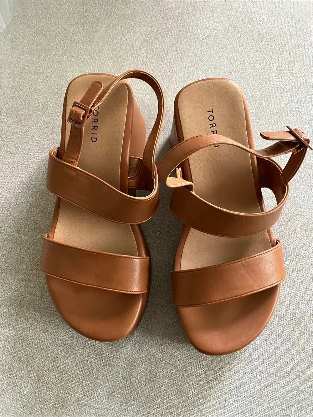 torrid Tan Brown Platform Sandals with Ankle Strap